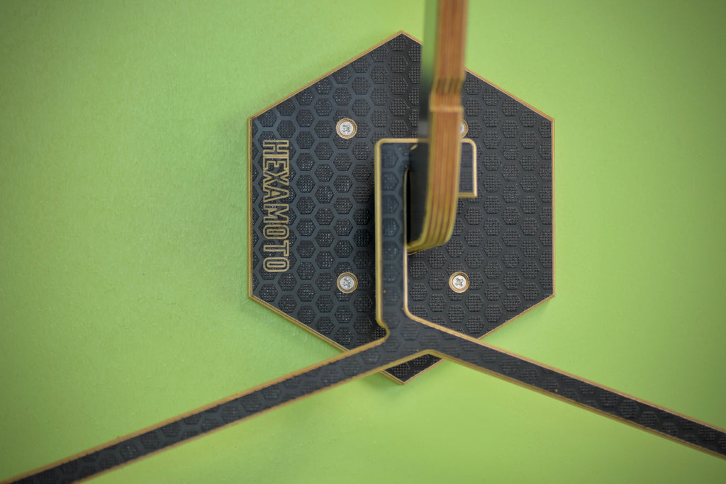 Hexamoto Mini mounted on a green background