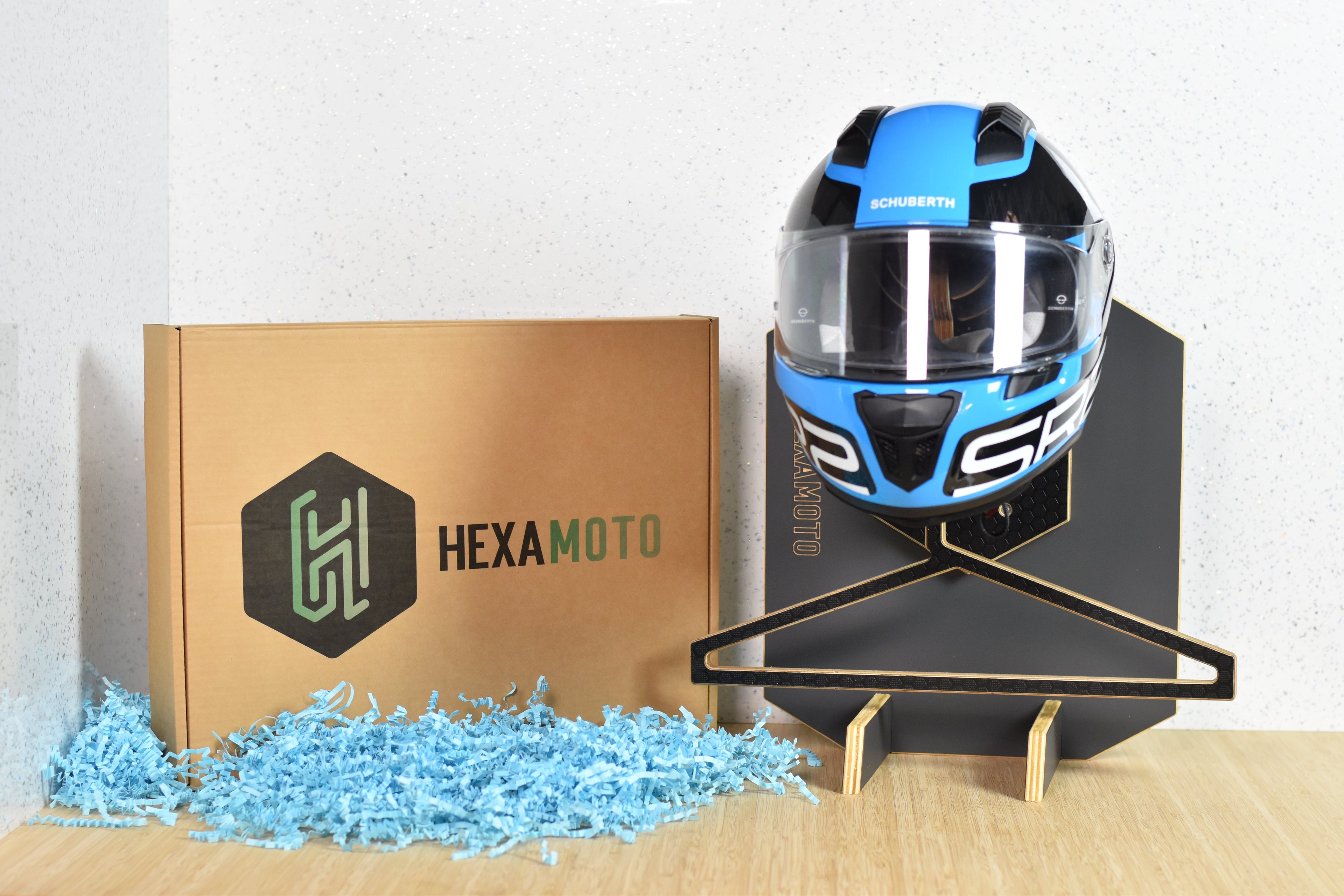 Hexamoto Mini system with branded box next to the side