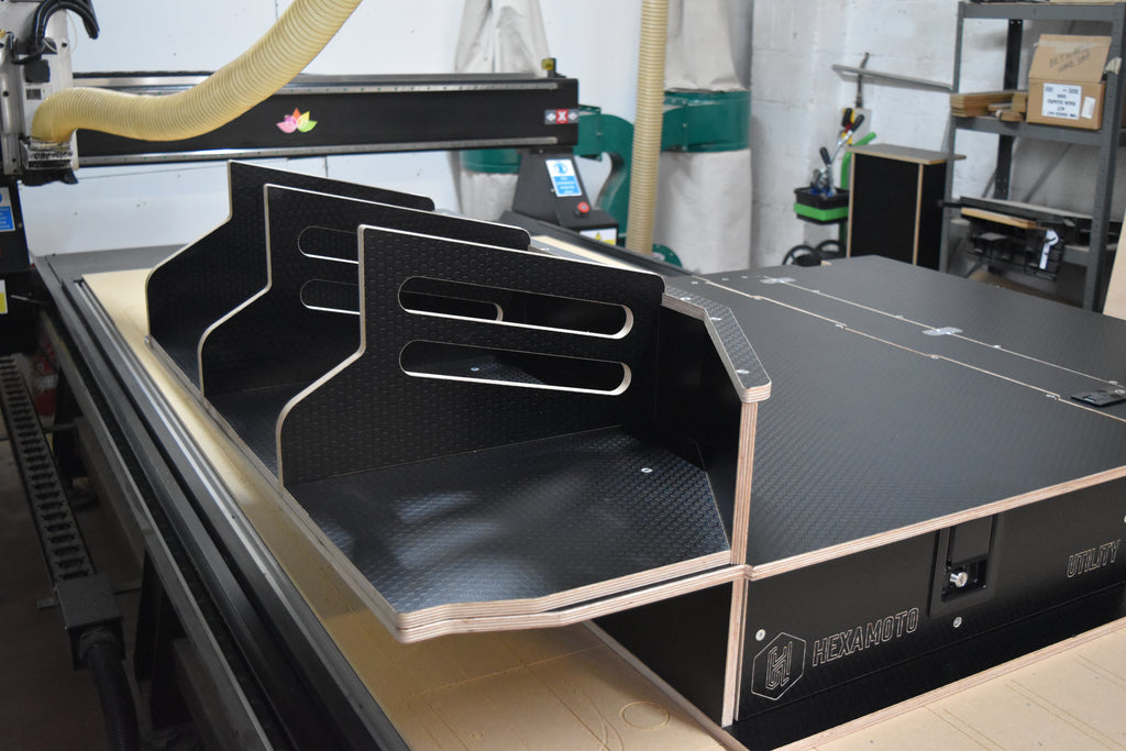 The Hexamoto Storage Basket fitted to the Utility System, viewing from the rear