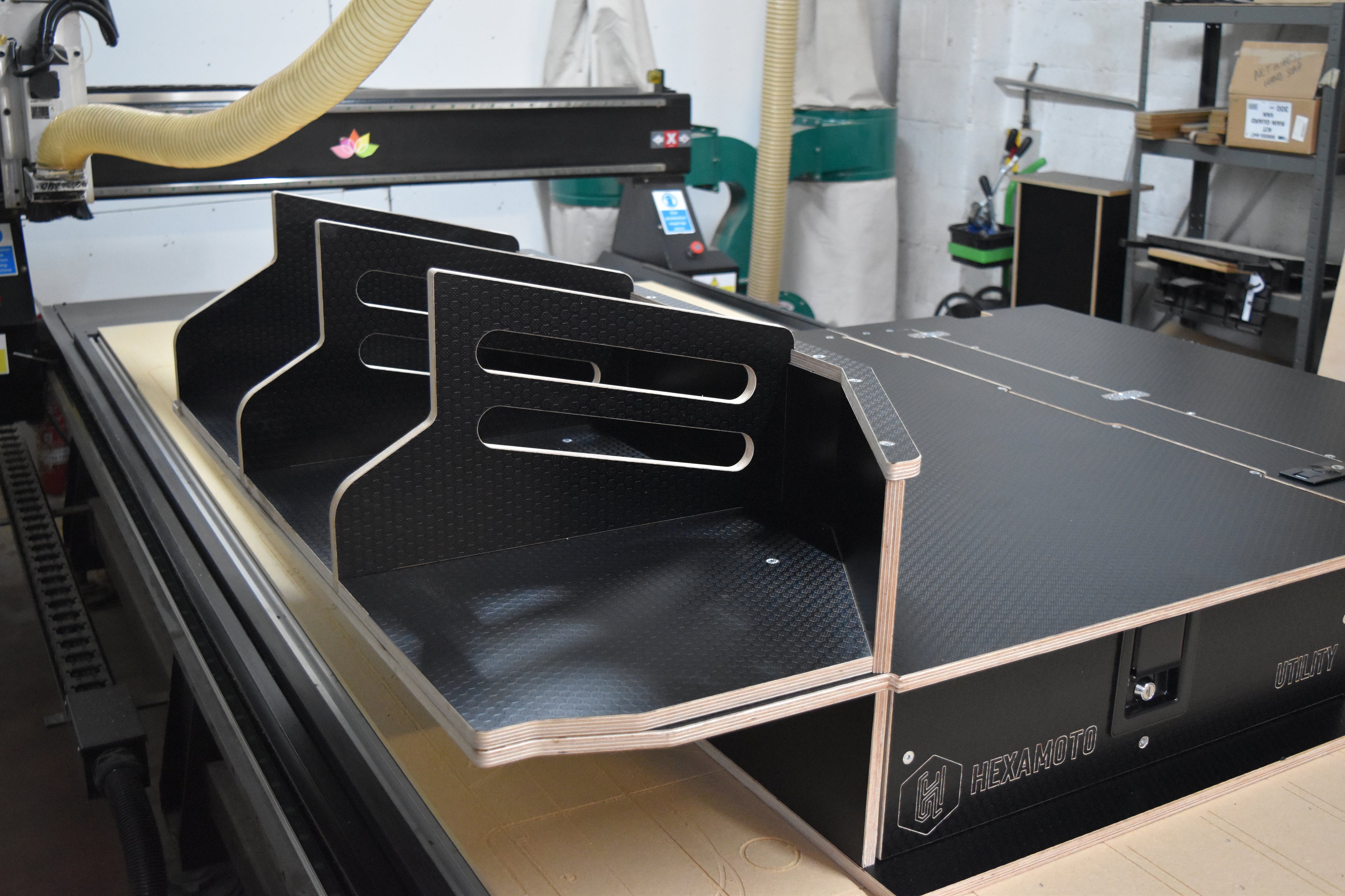The Hexamoto Storage Basket fitted to the Utility System, viewing from the rear