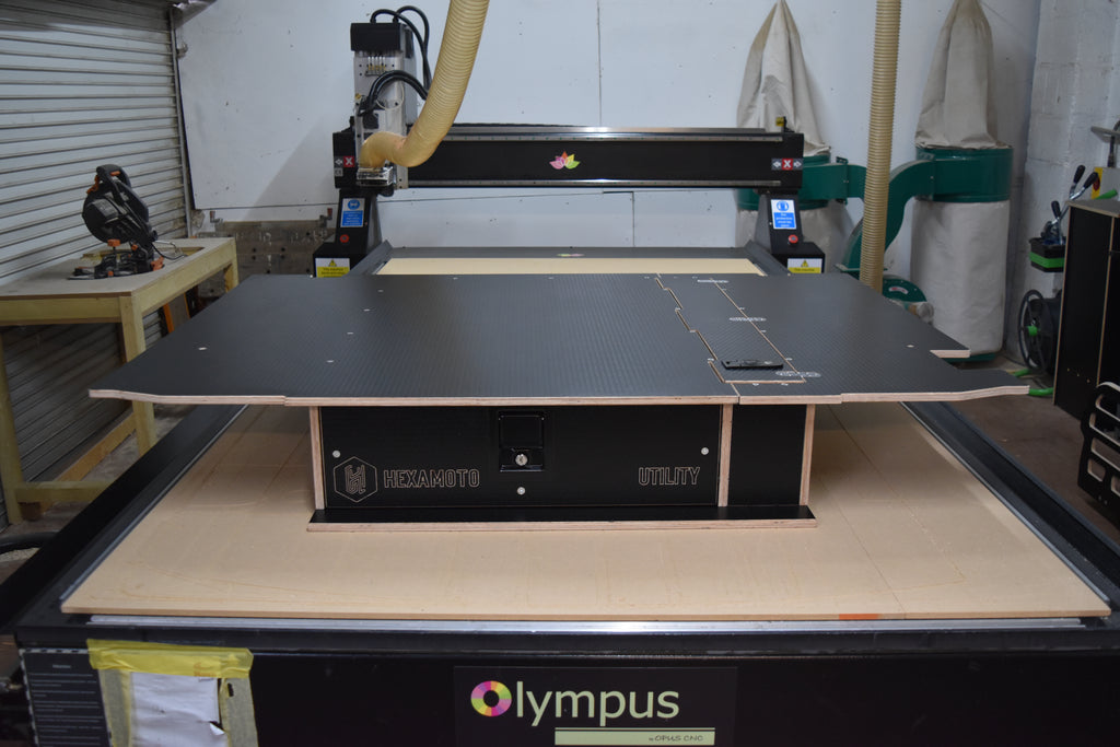 Hexamoto Defender Utility storage sytem on CNC bed 