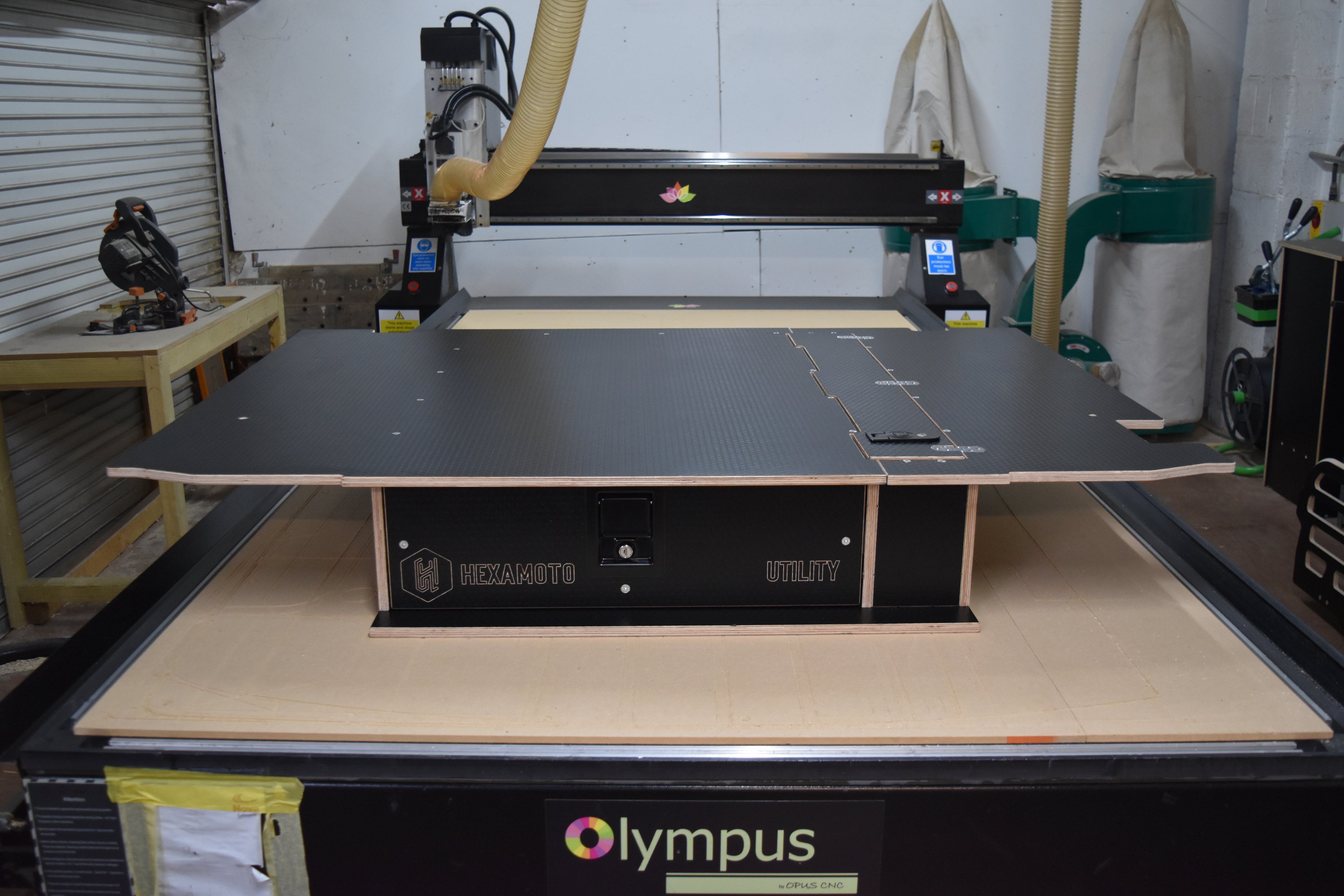 Hexamoto Defender Utility storage sytem on CNC bed 
