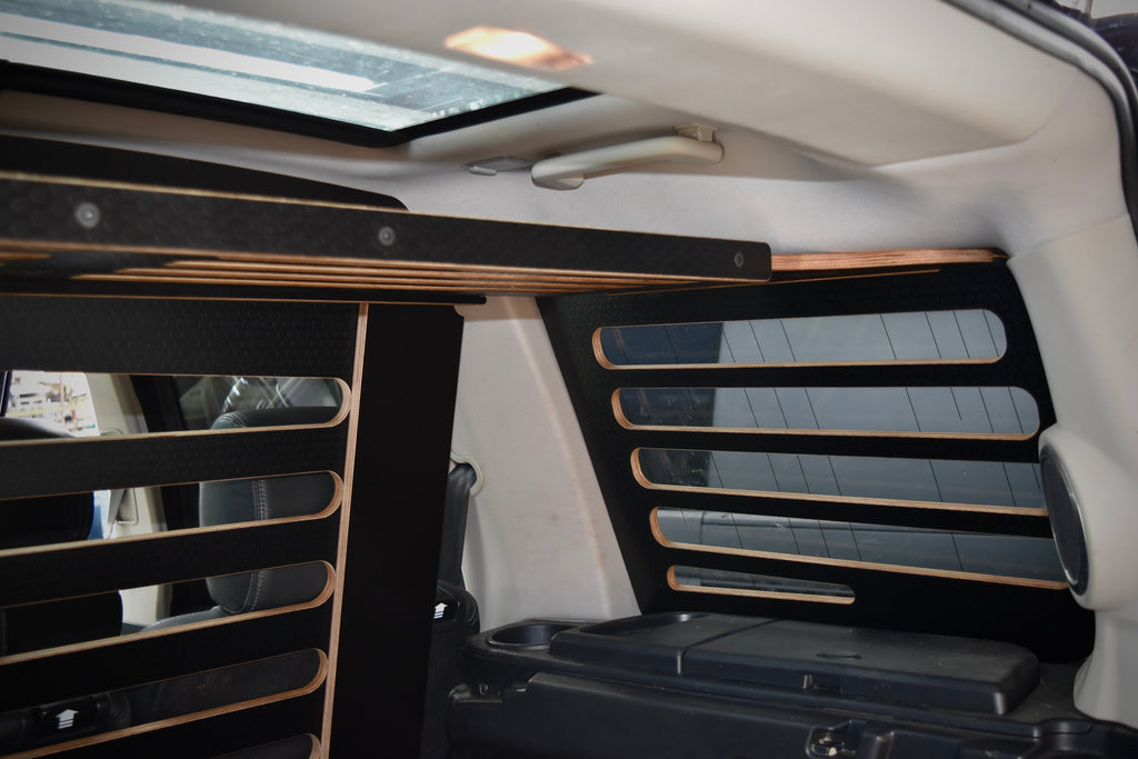 Interior view of vehicle with Hexamoto Cargo and Disco Sleeper fitted